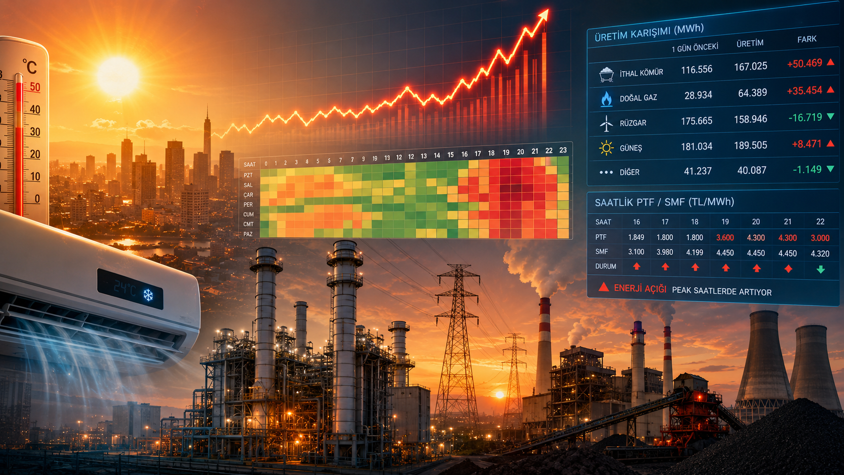 EPİAŞ PTF SMF enerji açığı klima etkisi elektrik santralleri kâr marjı doğal gaz ithal kömür üretim artışı