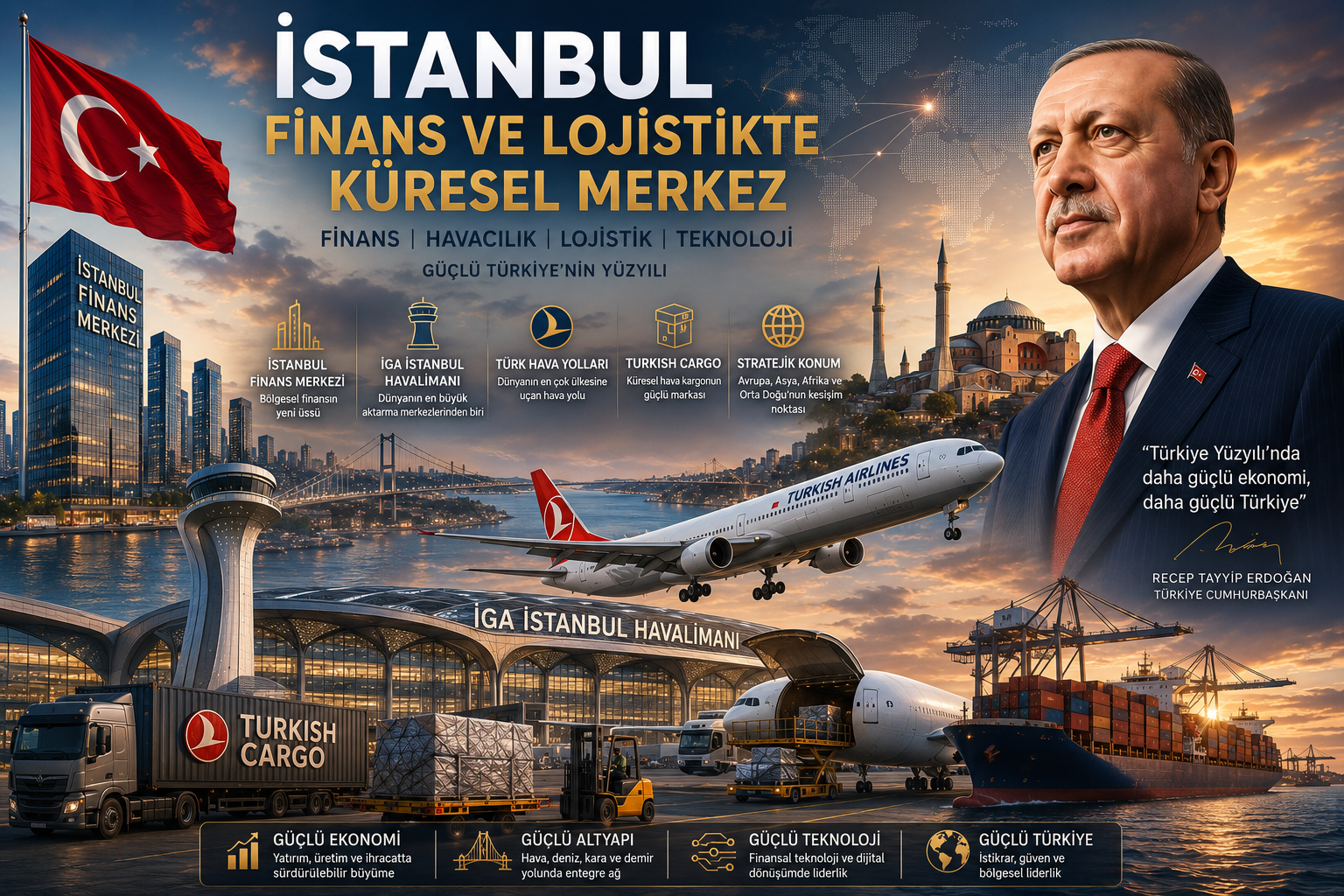 İstanbul Finans Merkezi İGA İstanbul Havalimanı Türk Hava Yolları Turkish Cargo küresel finans ve lojistik merkezi