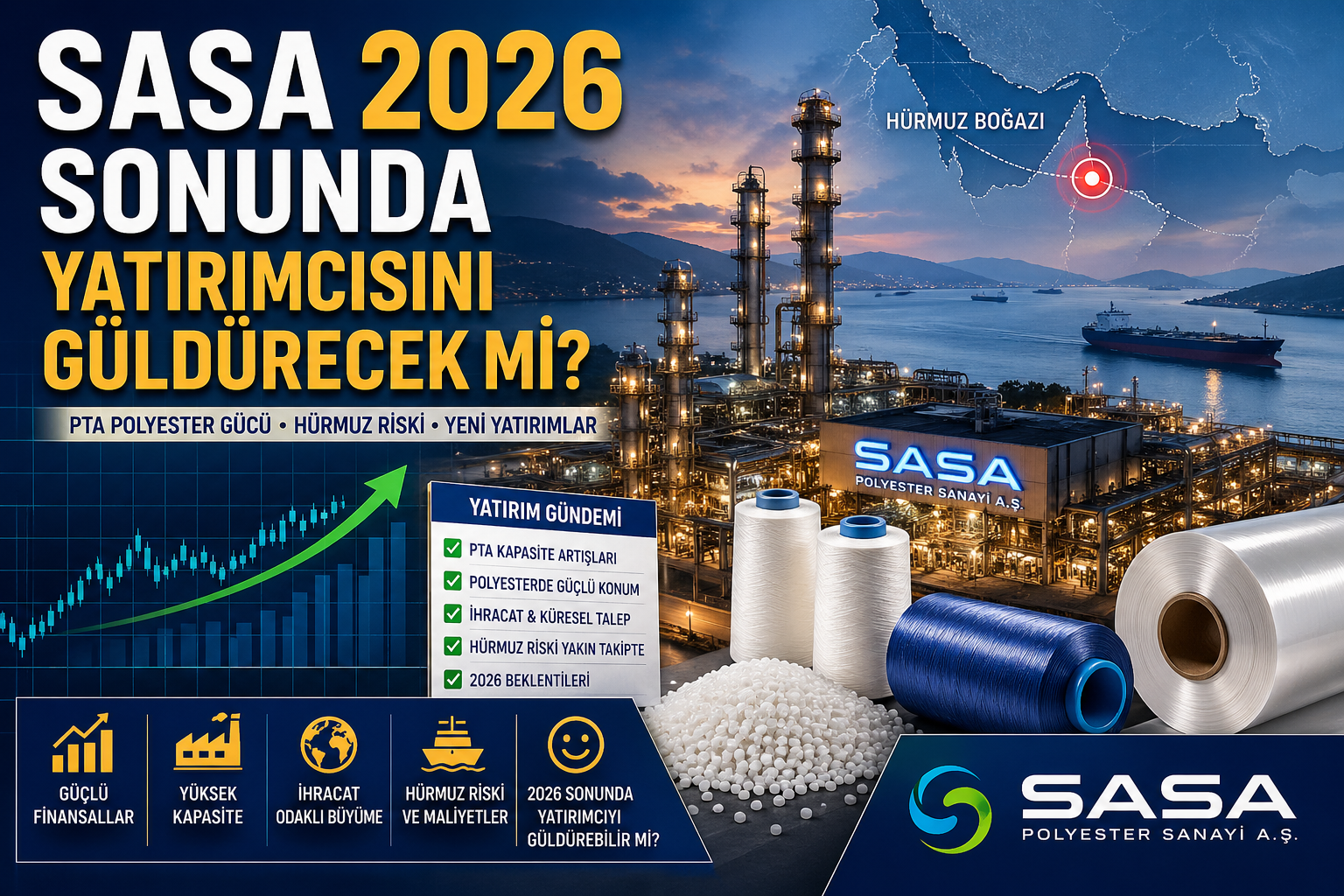 SASA 2026 bilanço analizi PTA tesisi polyester fiyatları Hürmüz krizi İran polimer talebi FAVÖK net kar ve borçluluk görünümü