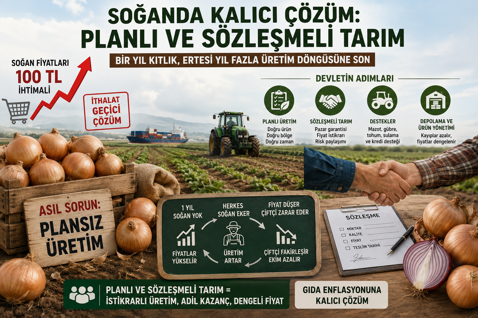 Soğan fiyatları, planlı ve sözleşmeli tarım, gıda enflasyonu ve çiftçi üretim döngüsü
