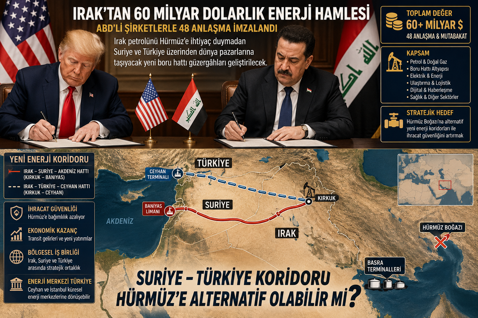 Irak Suriye Türkiye enerji koridoru Hürmüz Boğazı alternatif petrol boru hattı Ceyhan Baniyas