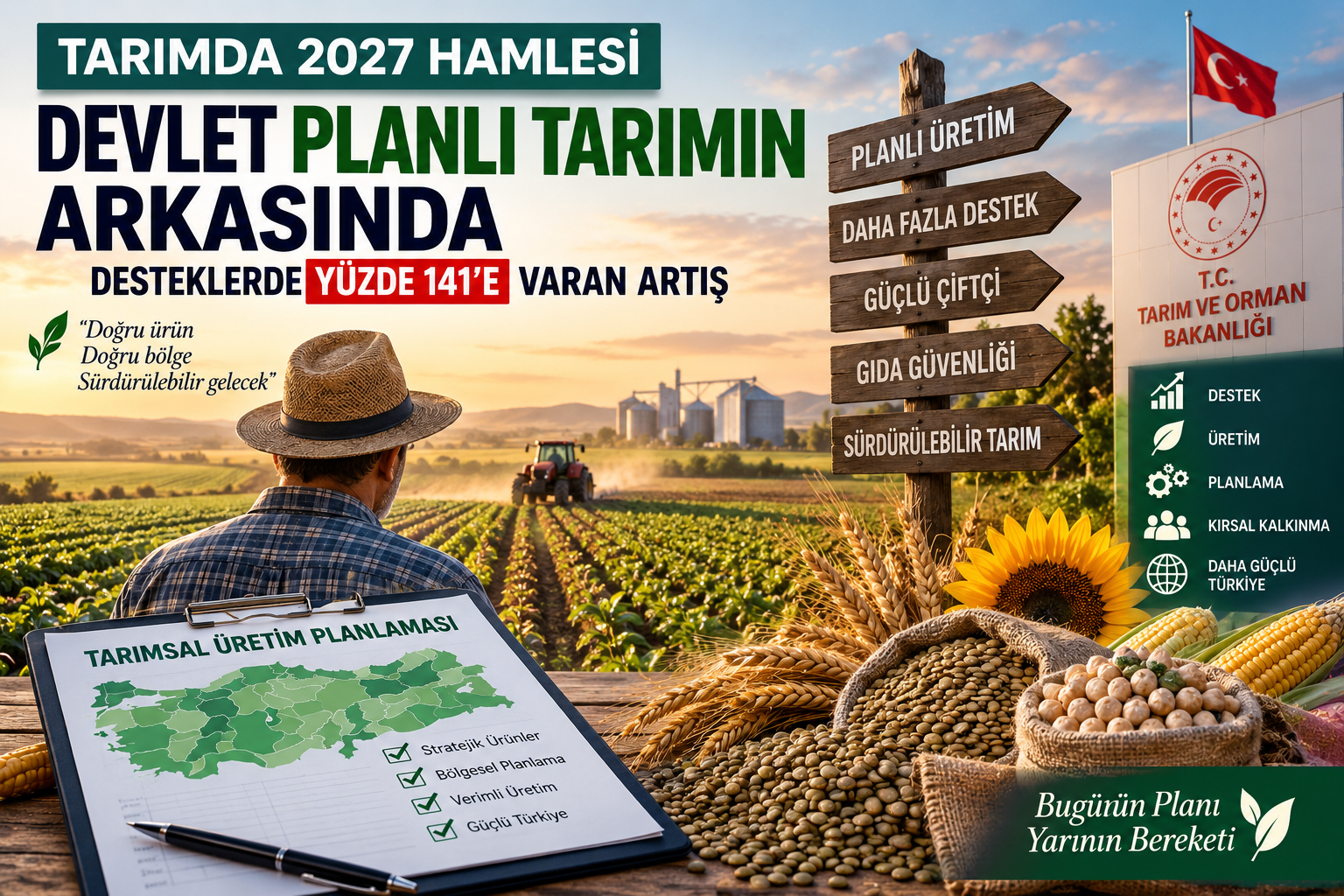 2027 tarımsal destekleri, planlı üretim yapan çiftçi, tarla ve stratejik tarım ürünleri