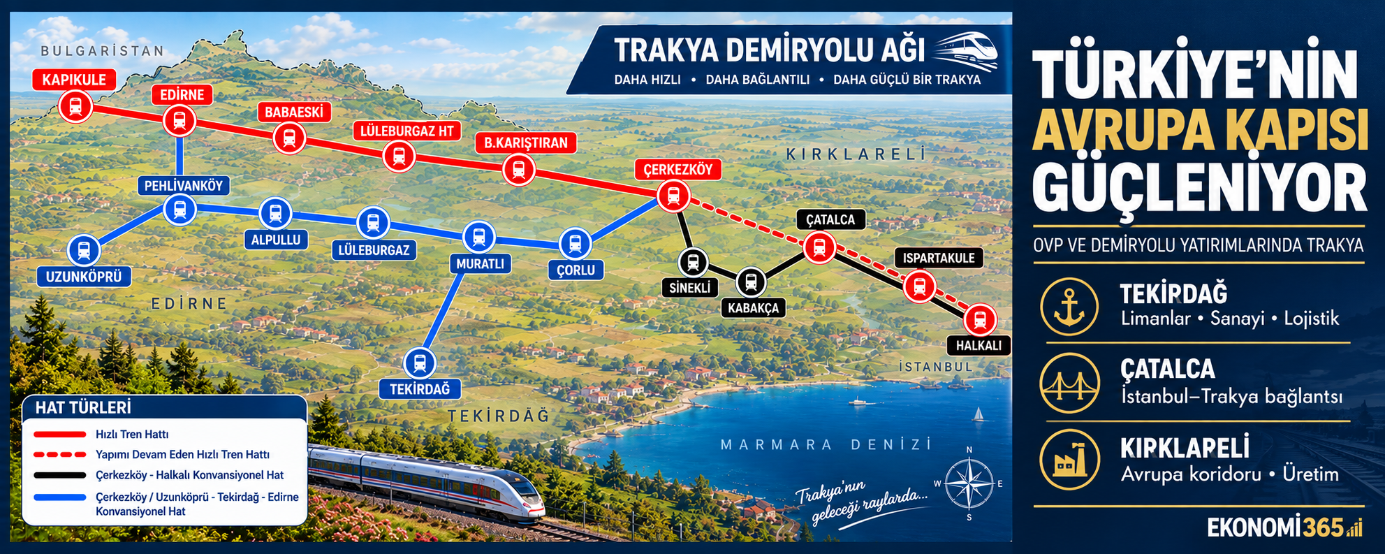 Trakya demiryolu yatırımları, Halkalı Kapıkule hattı, Kırklareli ve limanların Avrupa bağlantısı