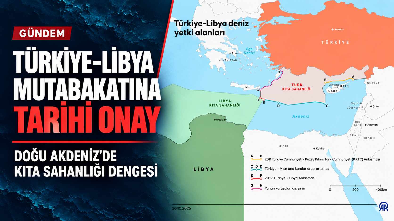Türkiye-Libya deniz yetki alanları mutabakatı ve Doğu Akdeniz kıta sahanlığı haritası