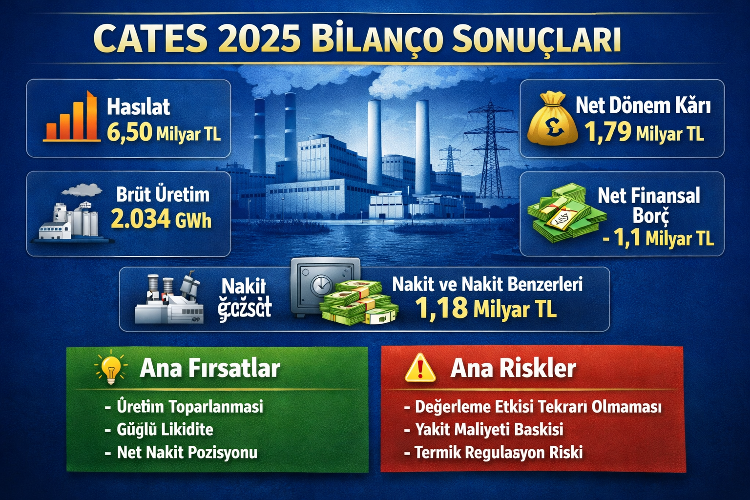 Cates Elektrik CATES 2025 finansalları hasılat FAVÖK net kar üretim ve bilanço görünümü