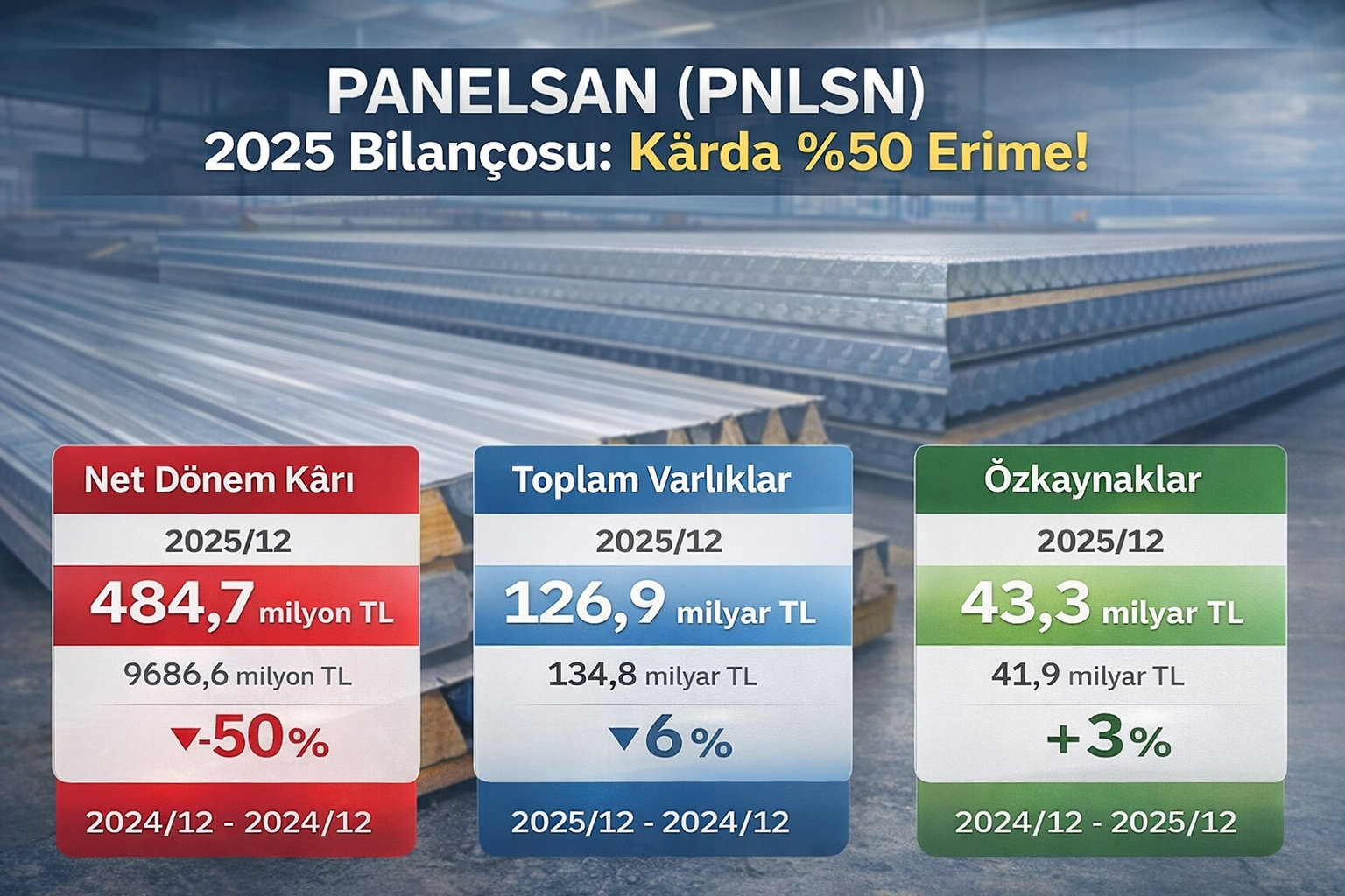 Panelsan PNLSN 2025 finansalları net dönem karı varlıklar özkaynaklar borçluluk faaliyet karlılığı ve bilanço görünümü