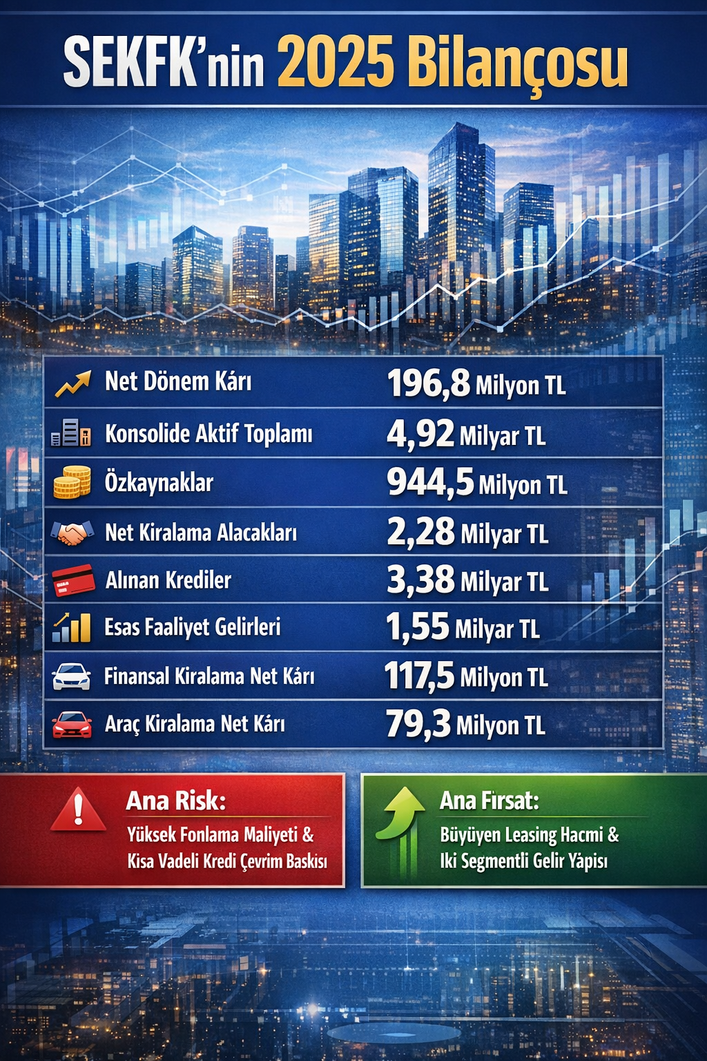 Şeker Finansal Kiralama SEKFK 2025 finansalları aktif büyüklük ve net kar
