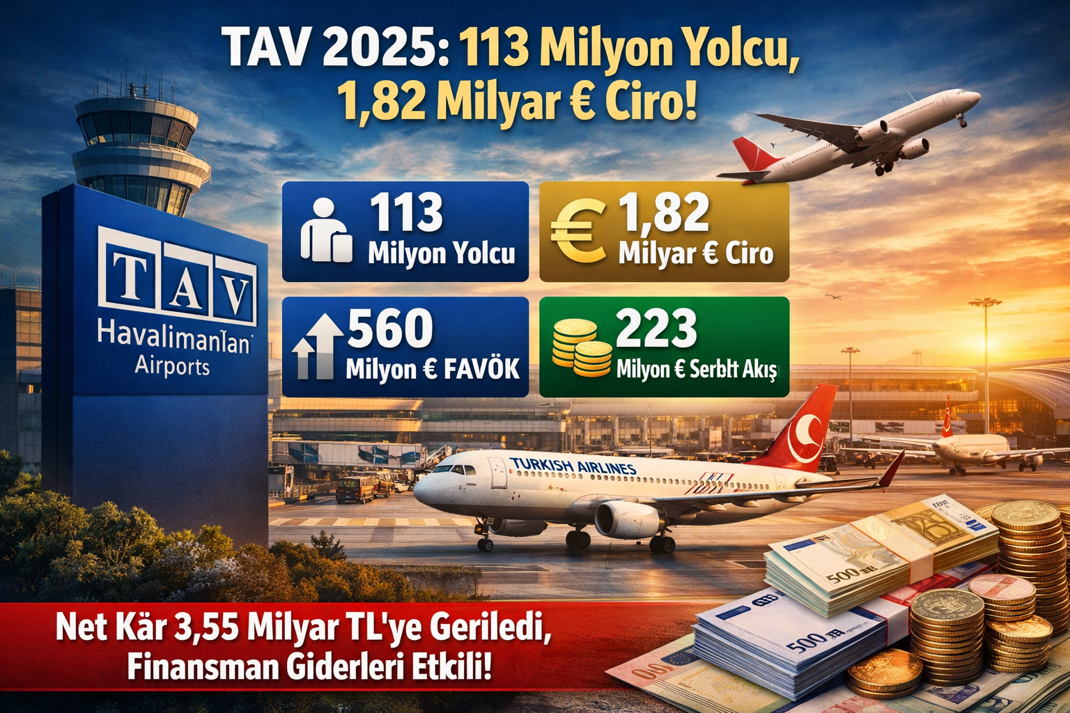 TAV 2025 faaliyet raporu: 113 milyon yolcu, 1,82 milyar € ciro, 560 milyon € FAVÖK