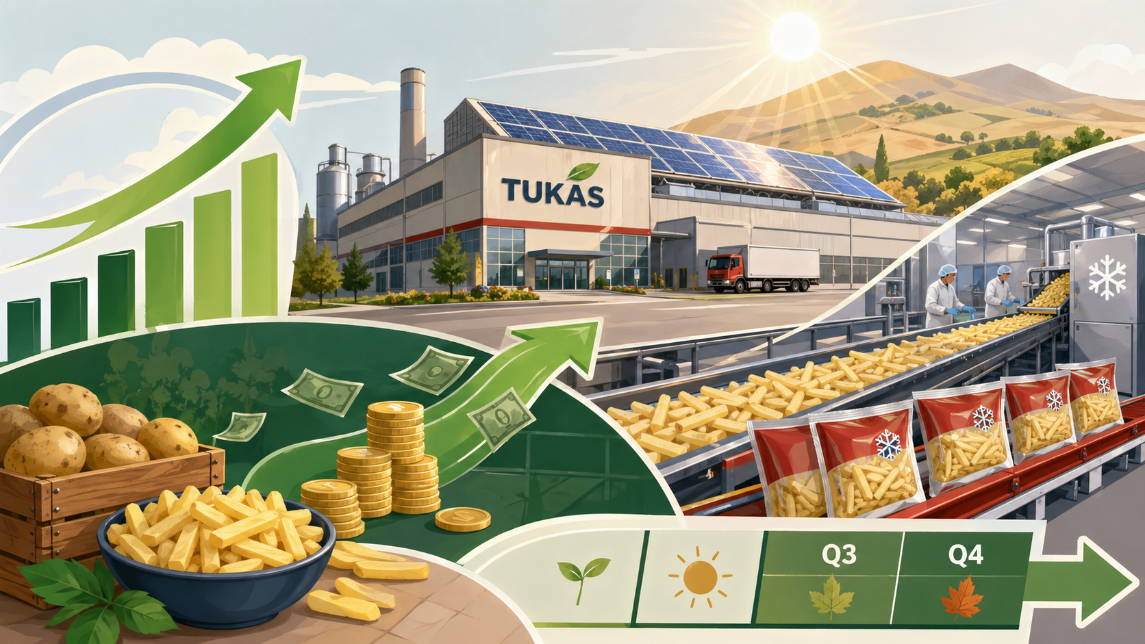 Tukaş TUKAS 2026 ilk çeyrek bilanço analizi hasılat brüt kar FAVÖK net kar stoklar nakit akışı Bor dondurulmuş patates yatırımı ve GES projesi
